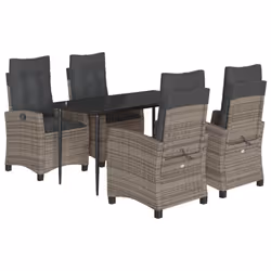 Set da Pranzo da Giardino 5 pz con Cuscini in Polyrattan Grigiocod mxl 111034 - Vista aggiuntiva 2