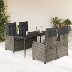 Set da Pranzo da Giardino 5 pz con Cuscini in Polyrattan Grigiocod mxl 87050