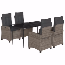 Set da Pranzo da Giardino 5 pz con Cuscini in Polyrattan Grigiocod mxl 87050 - Vista aggiuntiva 2