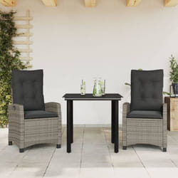 Vidaxl - Set da Pranzo da Giardino 3 pz con Cuscini in Polyrattan Grigio