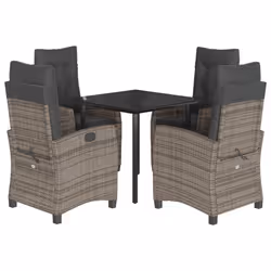 Set da Pranzo da Giardino 5 pz con Cuscini in Polyrattan Grigiocod mxl 111027 - Vista aggiuntiva 2