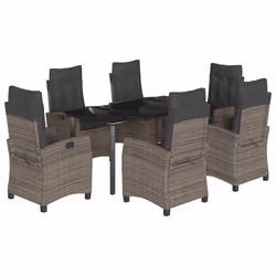 Set da Pranzo da Giardino 7 pz con Cuscini in Polyrattan Grigiocod mxl 111222 - Vista aggiuntiva 2