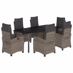 Set da Pranzo da Giardino 7 pz con Cuscini in Polyrattan Grigiocod mxl 87021 - Vista aggiuntiva 2
