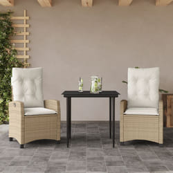 Set da Pranzo da Giardino 3 pz con Cuscini Beige in Polyrattancod mxl 87035