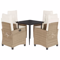 Set da Pranzo da Giardino 5 pz con Cuscini Beige in Polyrattancod mxl 111023 - Vista aggiuntiva 2