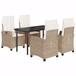 Set da Pranzo da Giardino 5 pz con Cuscini Beige in Polyrattancod mxl 111051 - Vista aggiuntiva 2
