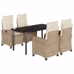 Set da Pranzo da Giardino 5 pz con Cuscini Beige in Polyrattancod mxl 87027 - Vista aggiuntiva 2