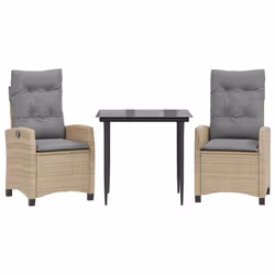 Set Pranzo da Giardino 3 pz con Cuscini Beige Misto Polyrattancod mxl 111021 - Vista aggiuntiva 2