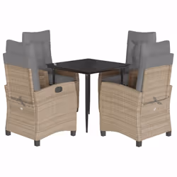Set Pranzo da Giardino 5 pz con Cuscini Beige Misto Polyrattancod mxl 87038 - Vista aggiuntiva 2