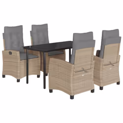 Set Pranzo da Giardino 5 pz con Cuscini Beige Misto Polyrattancod mxl 87028 - Vista aggiuntiva 2