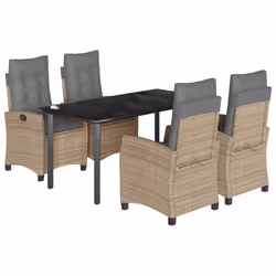 Set Pranzo da Giardino 5 pz con Cuscini Beige Misto Polyrattancod mxl 111044 - Vista aggiuntiva 2