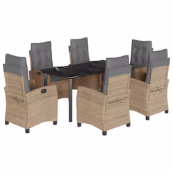 Set Pranzo da Giardino 7 pz con Cuscini Beige Misto Polyrattancod mxl 87026 - Vista aggiuntiva 2