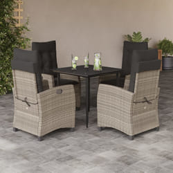 Set Pranzo da Giardino 5pz con Cuscini Grigio Chiaro Polyrattancod mxl 111050