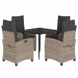 Set Pranzo da Giardino 5pz con Cuscini Grigio Chiaro Polyrattancod mxl 111050 - Vista aggiuntiva 2