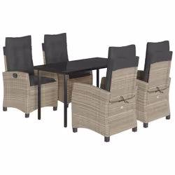 Set Pranzo da Giardino 5pz con Cuscini Grigio Chiaro Polyrattancod mxl 111056 - Vista aggiuntiva 2