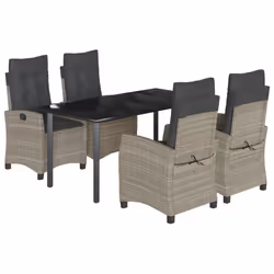 Set Pranzo da Giardino 5pz con Cuscini Grigio Chiaro Polyrattancod mxl 87047 - Vista aggiuntiva 2