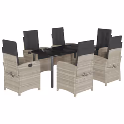 Set da Pranzo da Giardino 7 pz Cuscini Polyrattan Grigio Chiarocod mxl 111033 - Vista aggiuntiva 2