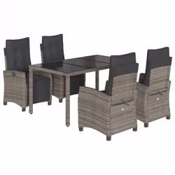 Set da Pranzo da Giardino 5 pz con Cuscini in Polyrattan Grigiocod mxl 87005 - Vista aggiuntiva 2