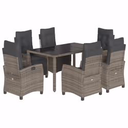 Set da Pranzo da Giardino 7 pz con Cuscini in Polyrattan Grigiocod mxl 111004 - Vista aggiuntiva 2