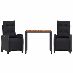 Set da Pranzo da Giardino 3 pz con Cuscini Nero in Polyrattancod mxl 111006 - Vista aggiuntiva 2
