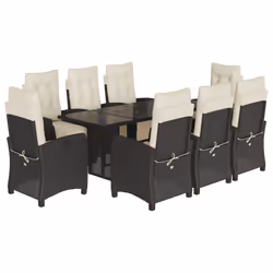 Set da Pranzo da Giardino 9 pz con Cuscini Nero in Polyrattancod mxl 111080 - Vista aggiuntiva 2