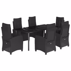 Set da Pranzo da Giardino 7 pz Nero con Cuscini in Polyrattancod mxl 87076 - Vista aggiuntiva 2