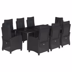 Set da Pranzo da Giardino 9 pz con Cuscini Nero in Polyrattancod mxl 111087 - Vista aggiuntiva 2