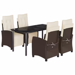 Set da Pranzo da Giardino 5pz con Cuscini in Polyrattan Marronecod mxl 111088 - Vista aggiuntiva 2