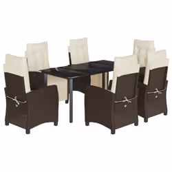 Set da Pranzo da Giardino 7pz con Cuscini in Polyrattan Marronecod mxl 87078 - Vista aggiuntiva 2