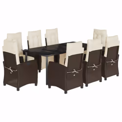 Set da Pranzo da Giardino 9pz con Cuscini Marrone in Polyrattancod mxl 87079 - Vista aggiuntiva 2