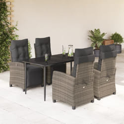 Set da Pranzo da Giardino 5 pz con Cuscini in Polyrattan Grigiocod mxl 87080