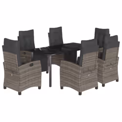 Set da Pranzo da Giardino 7 pz con Cuscini in Polyrattan Grigiocod mxl 111090 - Vista aggiuntiva 2