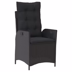 vidaXL Set da Pranzo da Giardino 7 pz Nero con Cuscini in Polyrattan - Vista aggiuntiva 3