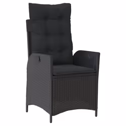 vidaXL Set da Pranzo da Giardino 9 pz con Cuscini Nero in Polyrattan - Vista aggiuntiva 3