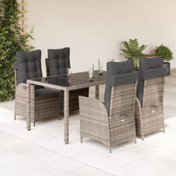 vidaXL Set da Pranzo da Giardino 5 pz con Cuscini in Polyrattan Grigio