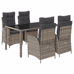 vidaXL Set da Pranzo da Giardino 5 pz con Cuscini in Polyrattan Grigio - Vista aggiuntiva 2