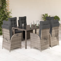 vidaXL Set da Pranzo da Giardino 7 pz con Cuscini in Polyrattan Grigio