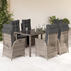 vidaXL Set da Pranzo da Giardino 7 pz con Cuscini in Polyrattan Grigio