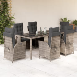 vidaXL Set da Pranzo da Giardino 7 pz con Cuscini in Polyrattan Grigio