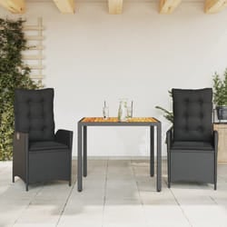 vidaXL Set da Pranzo da Giardino 3 pz con Cuscini Nero in Polyrattan
