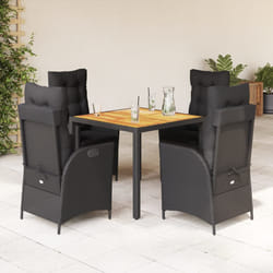 vidaXL Set da Pranzo da Giardino 5 pz Nero con Cuscini in Polyrattan