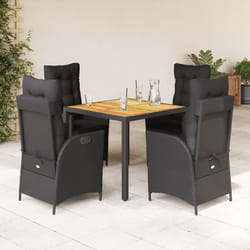 vidaXL Set da Pranzo da Giardino 5 pz Nero con Cuscini in Polyrattan