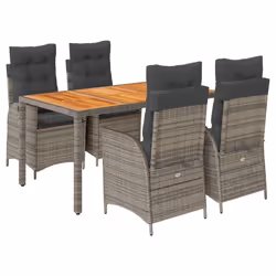 vidaXL Set da Pranzo da Giardino 5 pz con Cuscini in Polyrattan Grigio - Vista aggiuntiva 2