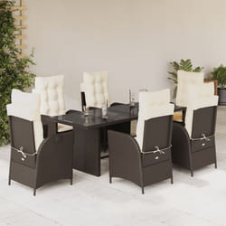 vidaXL Set da Pranzo da Giardino 7pz con Cuscini in Polyrattan Marrone