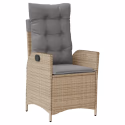 vidaXL Set Pranzo da Giardino 9 pz con Cuscini Beige Misto Polyrattan - Vista aggiuntiva 3