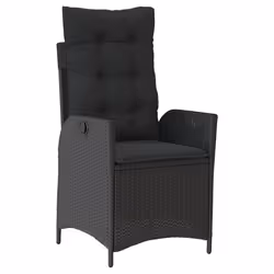 vidaXL Set da Pranzo da Giardino 7 pz Nero con Cuscini in Polyrattan - Vista aggiuntiva 3