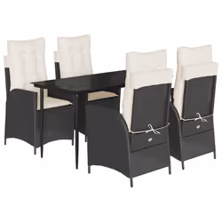 vidaXL Set da Pranzo da Giardino 5 pz Nero con Cuscini in Polyrattan - Vista aggiuntiva 2