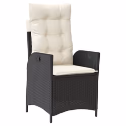 vidaXL Set da Pranzo da Giardino 7 pz Nero con Cuscini in Polyrattan - Vista aggiuntiva 3