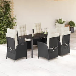 vidaXL Set da Pranzo da Giardino 7 pz Nero con Cuscini in Polyrattan