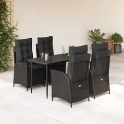 vidaXL Set da Pranzo da Giardino 5 pz Nero con Cuscini in Polyrattan